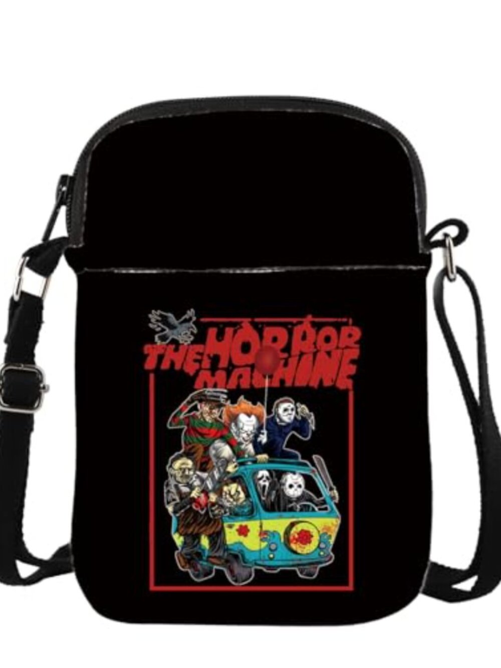 Canvas Crossbody Bag Horror Characters Gift Adjustable Strap Zippered